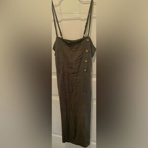 Womens Olive Green Xhiliration Midi Dress with Faux Buttons